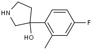 3-(4-fluoro-2-methylphenyl)pyrrolidin-3-ol 结构式