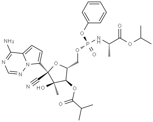 GS-441285 1′-cyano-2′-C-methyl-4-aza-7,9-dideazaadenosine 结构式