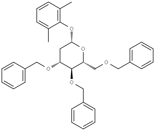 2,6-dimethylphenyl 3,4,6-tri-O-benzyl-2-deoxy-β-D-glucopyranoside Structure