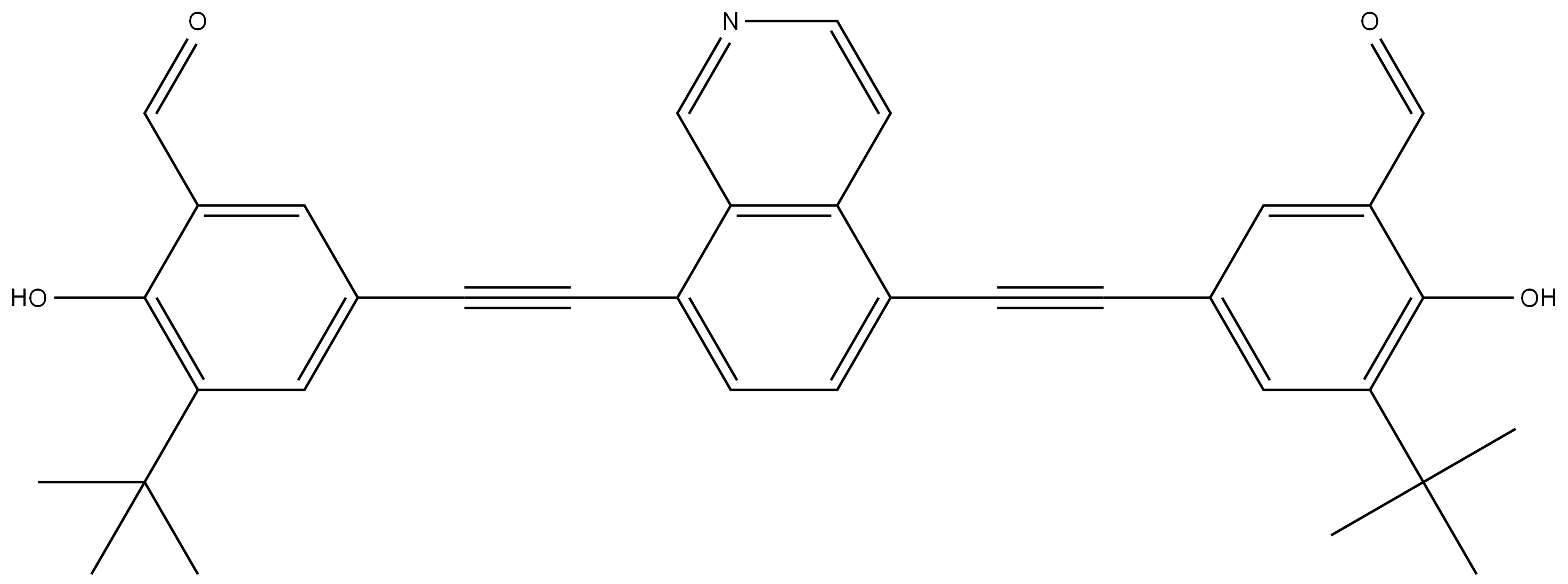 5,5'-(isoquinoline-5,8-diylbis(ethyne-2,1-diyl))bis(3-(tert-butyl)-2-hydroxybenzaldehyde) Structure