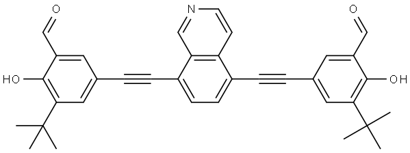 5,5'-(isoquinoline-5,8-diylbis(ethyne-2,1-diyl))bis(3-(tert-butyl)-2-hydroxybenzaldehyde) Structure