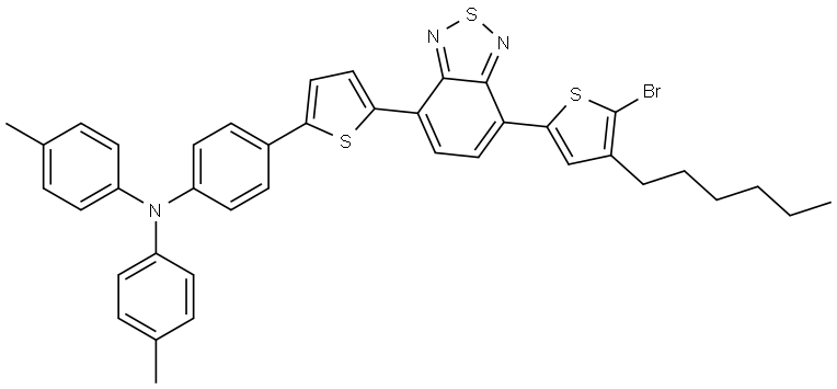 4-(5-(N,N-di-p-tolyl-4-aminophenyl)-thiophen-2-yl)-7-(5-bromo-4-hexyl-2-thienyl)-2,1,3-benzothiadiazole Structure