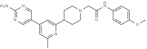 1-Piperidineacetamide, 4-[4-(2-amino-5-pyrimidinyl)-6-methyl-2-pyridinyl]-N-(4-methoxyphenyl)- Struktur