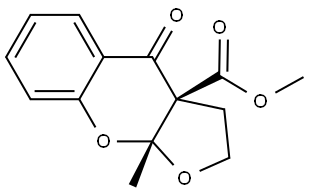 4H-Furo[2,3-b][1]benzopyran-3a(8aH)-carboxylic acid, 2,3-dihydro-8a-methyl-4-oxo-, methyl ester, cis- (9CI) Struktur