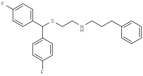 N-(2-((Bis(4-fluorophenyl)methyl)thio)ethyl)-3-phenylpropan-1-amine Structure