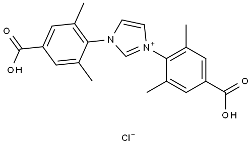 1,3-Bis(4-carboxy-2,6-dimethylphenyl)-1H-imidazol-3-ium Chloride Structure