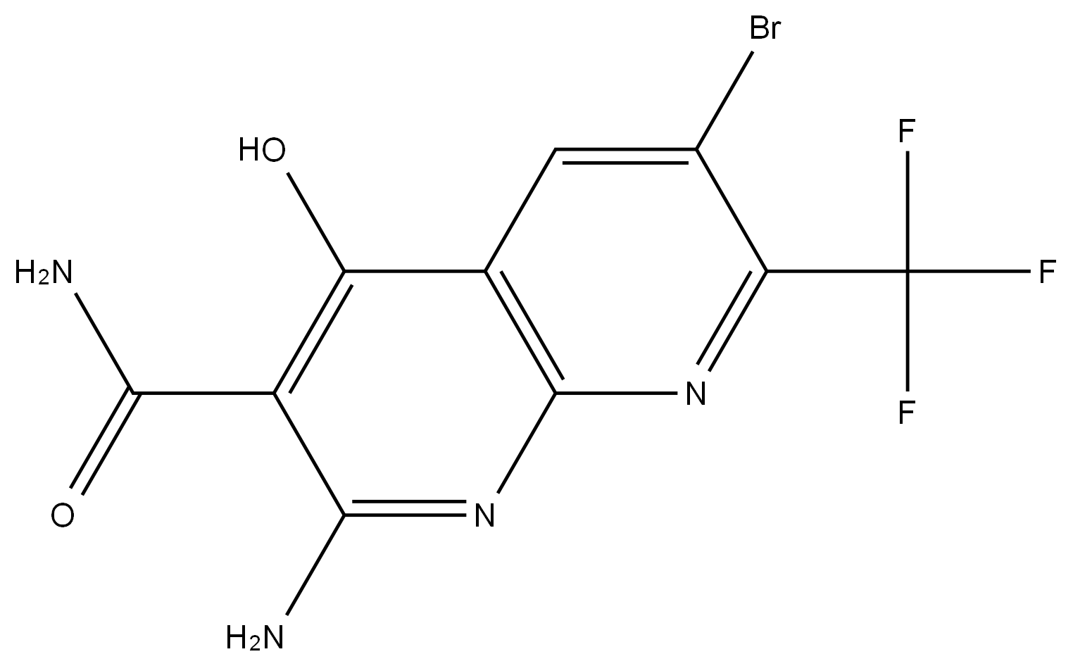 2-amino-6-bromo-4-hydroxy-7-trifluoromethyl-[1,8]naphthyridine-3-carboxylic acid amide 结构式