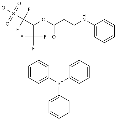 トリフェニルスルホニウム=2-[(3-アニリノプロパノイル)オキシ]-1,1,3,3,3-ペンタフルオロプロパン-1-スルホナート 化学構造式
