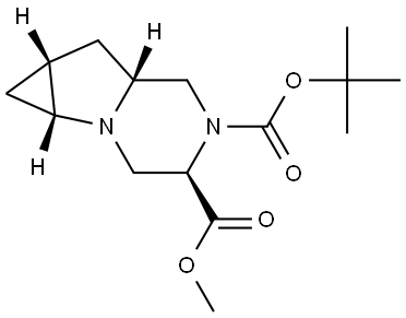 5H-Cyclopropa[4,5]pyrrolo[1,2-a]pyrazine-4,5-dicarboxylic acid, octahydro-, 5-(1,1-dimethylethyl) 4-methyl ester, (1aR,4R,6aR,7aR)- Structure