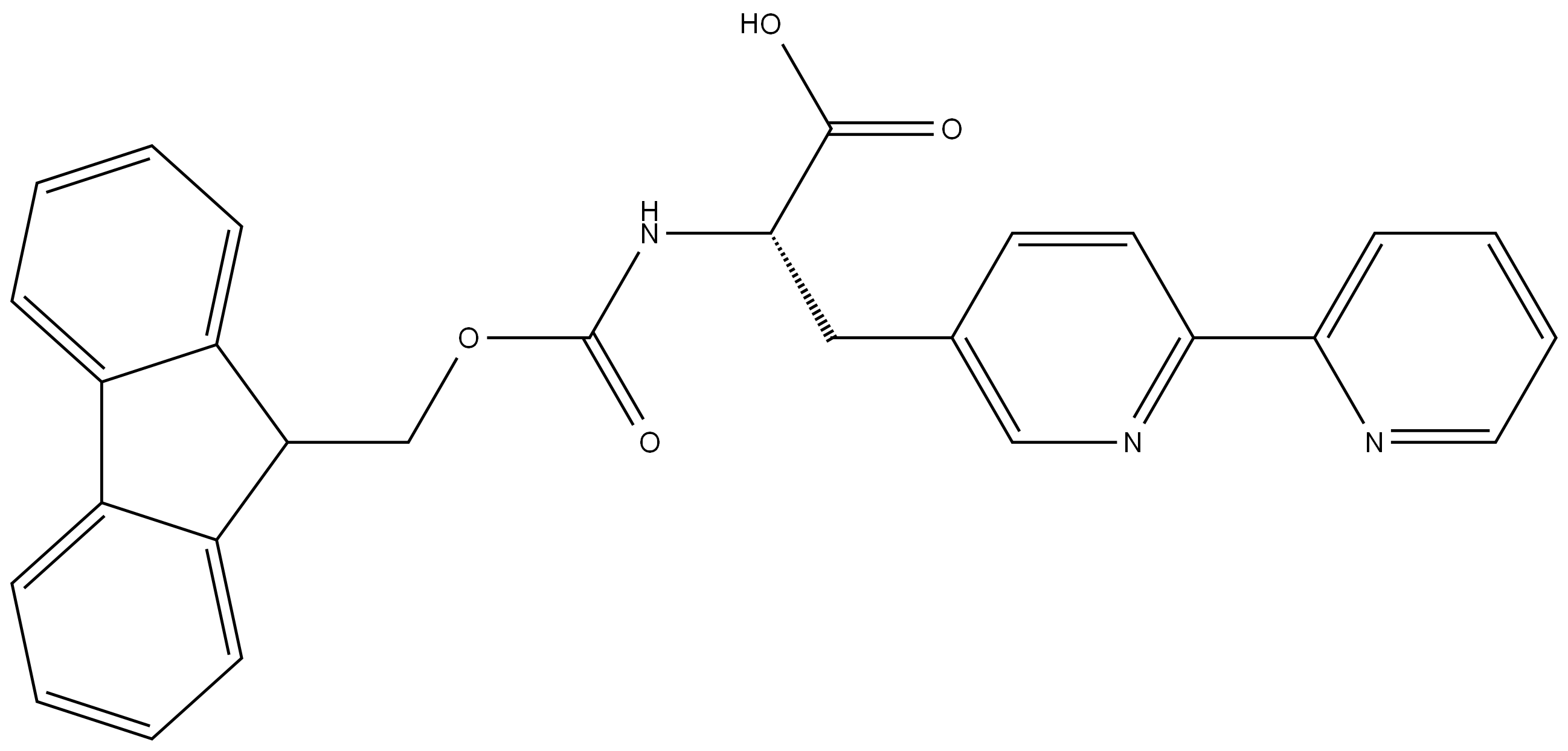 2-((((9H-fluoren-9-yl)methoxy)carbonyl)amino)-3-([2,2'-bipyridin]-5-yl)propanoic acid Structure