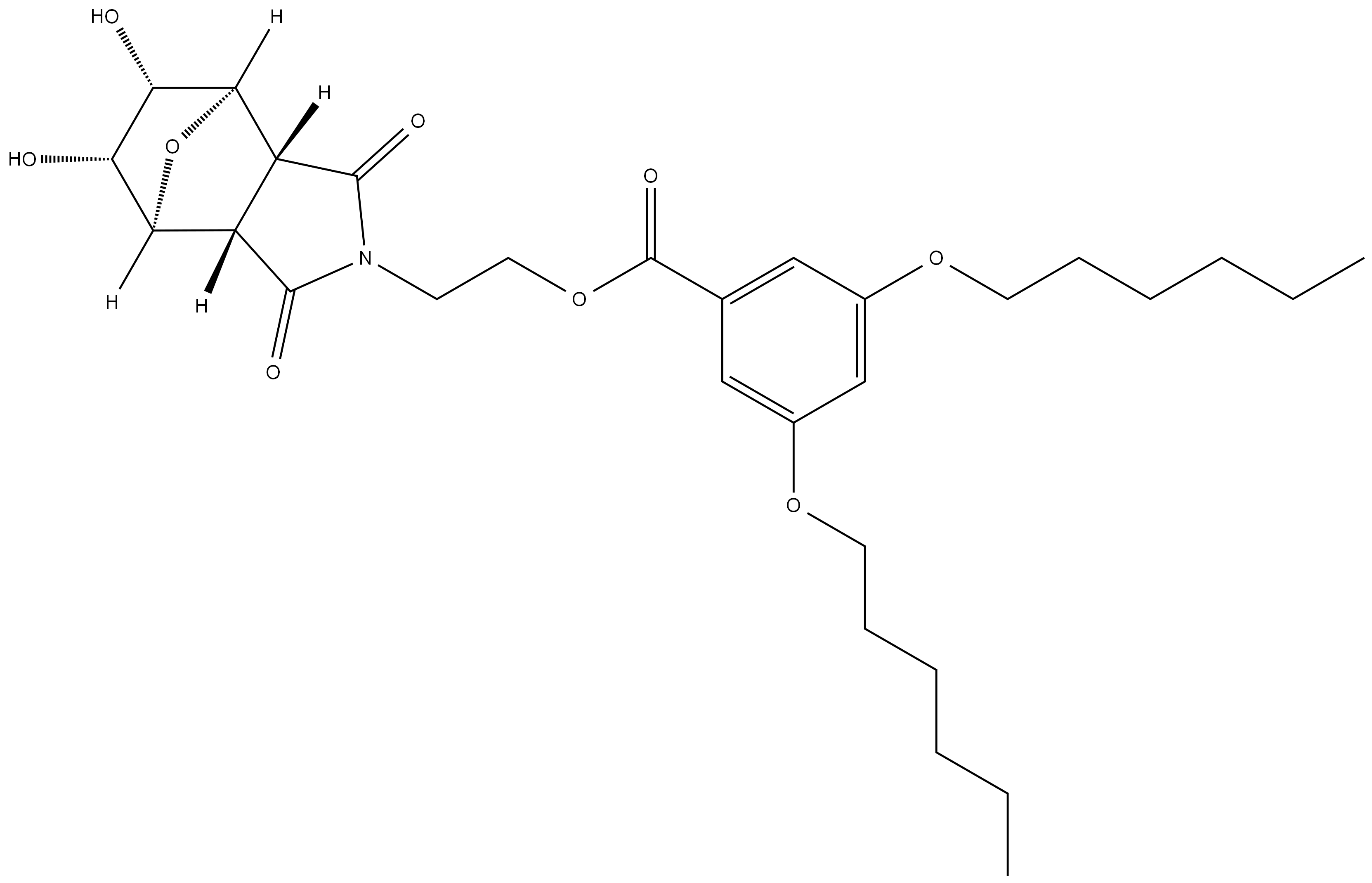 2-((3aR,4R,5S,6R,7S,7aS)-5,6-dihydroxy-1,3-dioxohexahydro-1H-4,7-epoxyisoindol-2(3H)-yl)ethyl 3,5-bis(hexyloxy)benzoate Struktur