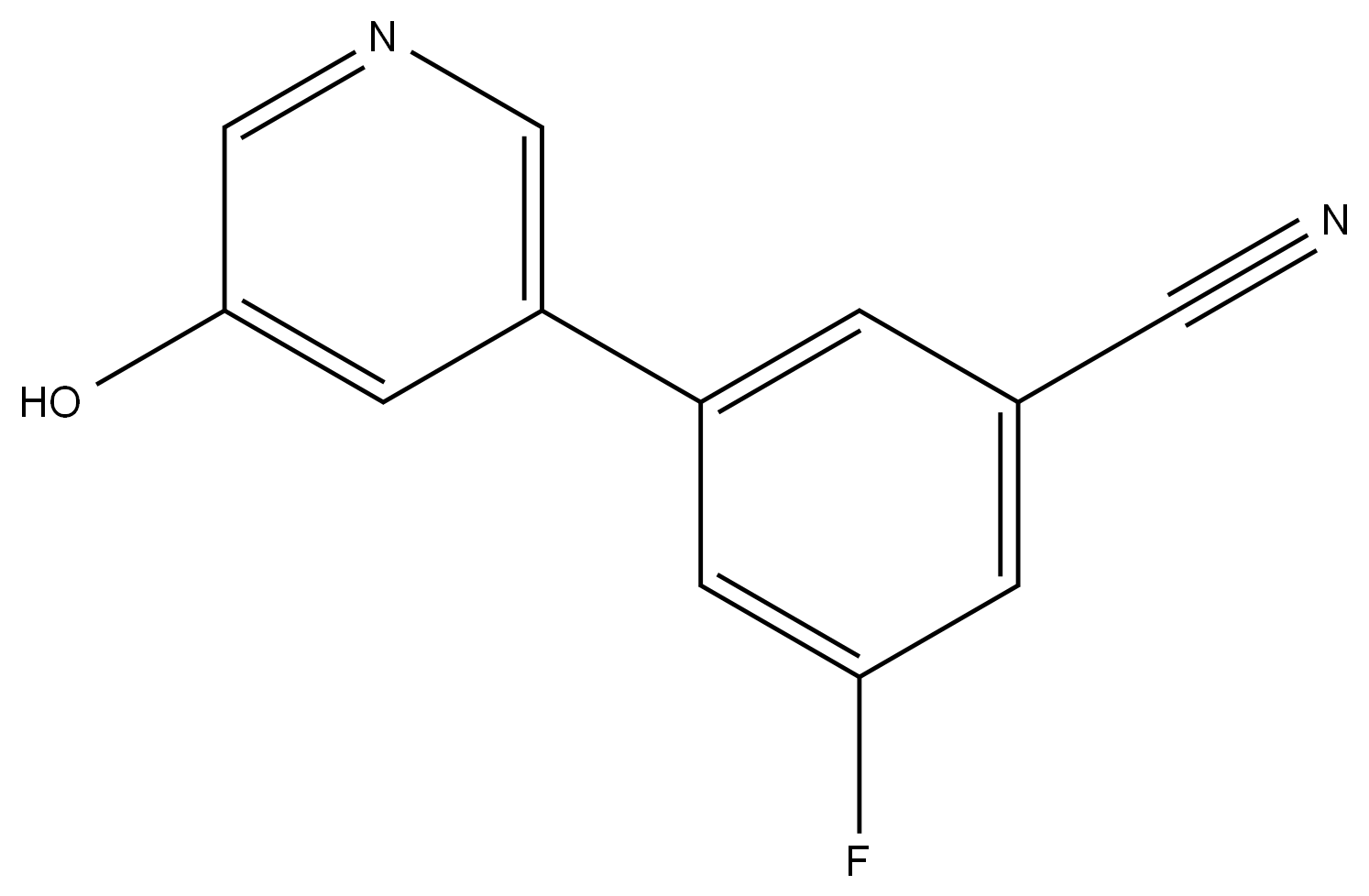 3-Fluoro-5-(5-hydroxy-3-pyridinyl)benzonitrile 结构式