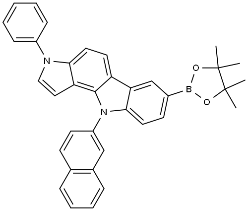 Pyrrolo[3,2-a]carbazole, 3,10-dihydro-10-(2-naphthalenyl)-3-phenyl-7-(4,4,5,5-tetramethyl-1,3,2-dioxaborolan-2-yl)- Structure
