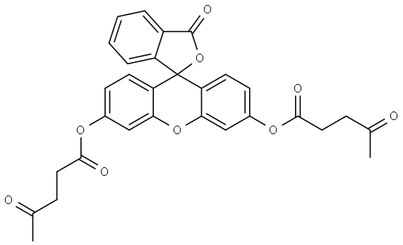 3-oxo-6'-(4-oxopentanoyloxy)spiro[2-benzofuran-1,9'-xanthene]-3'-yl] 4-oxopentanoate Structure