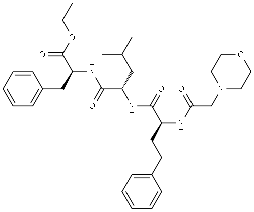 L-Phenylalanine, (αS)-α-[[2-(4-morpholinyl)acetyl]amino]benzenebutanoyl-L-leucyl-, ethyl ester Structure
