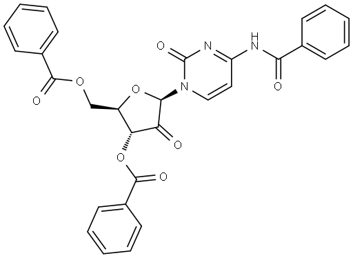 Cytidine, N-benzoyl-2′-deoxy-2′-oxo-, 3′,5′-dibenzoate Structure
