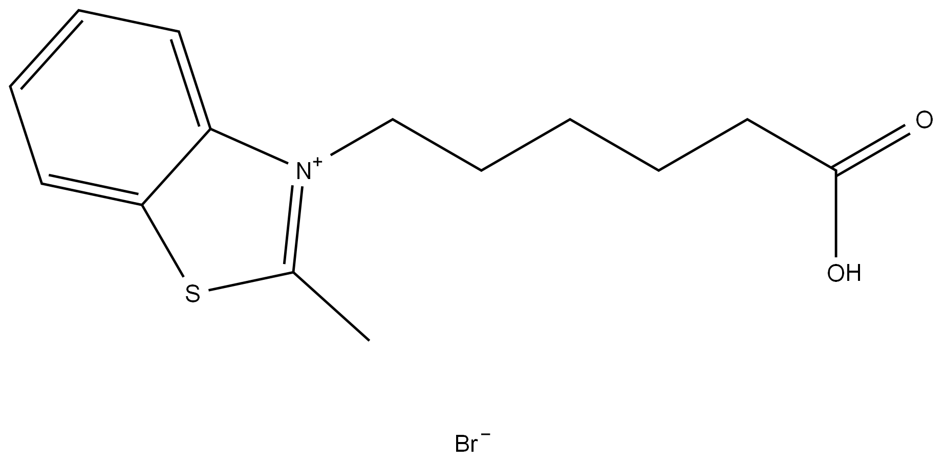 3-(5-carboxypentyl)-2-methylbenzo[d]thiazol-3-ium bromide 结构式