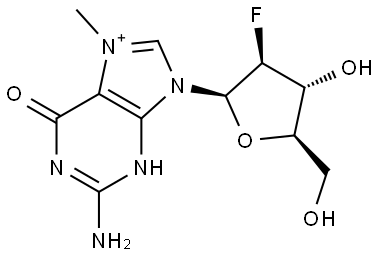 N7-Methyl-2'-deoxy-2'-fluoroarabinoguanosine Structure