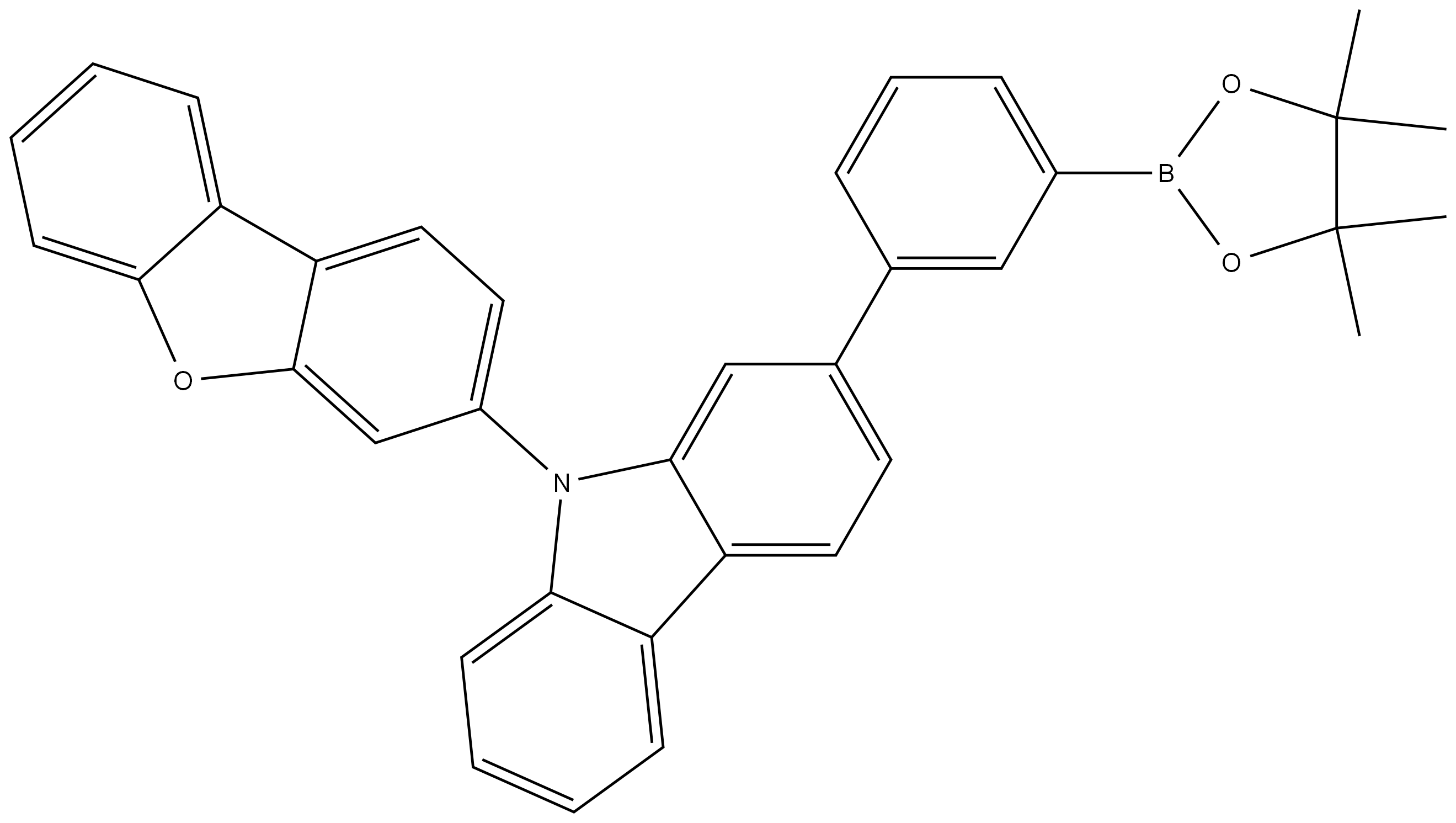 9H-Carbazole, 9-(3-dibenzofuranyl)-2-[3-(4,4,5,5-tetramethyl-1,3,2-dioxaborolan-2-yl)phenyl]- Struktur