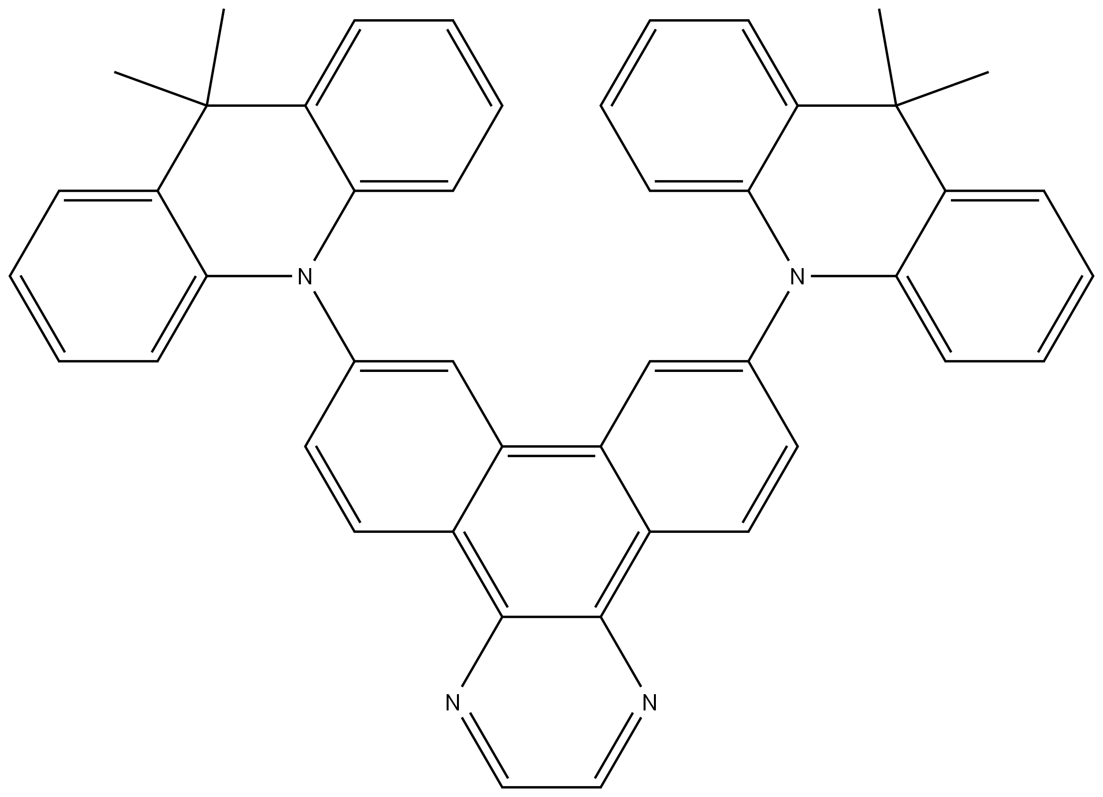 Dibenzo[f,h]quinoxaline, 7,10-bis[9,9-dimethyl-10(9H)-acridinyl]-,1621601-05-5,结构式