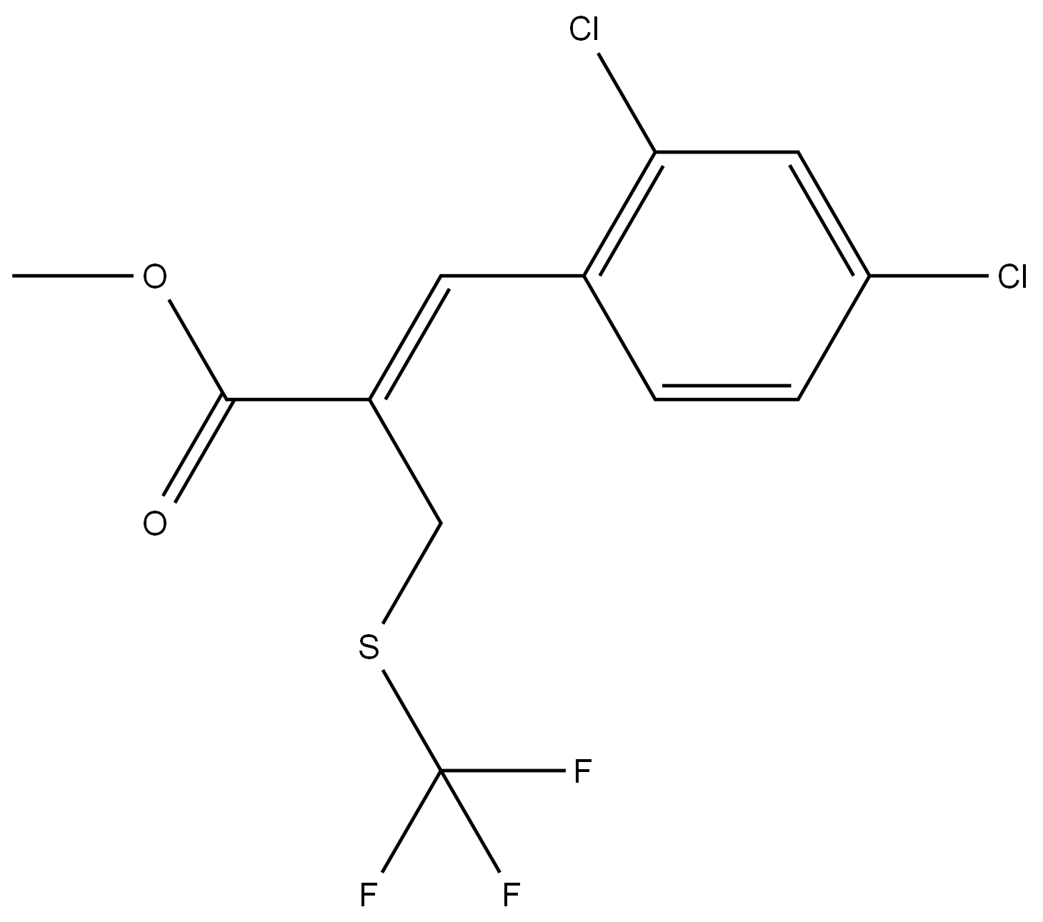 (Z)-methyl 3-(2,4-dichlorophenyl)-2-((trifluoromethylthio)methyl)acrylate,1636889-41-2,结构式