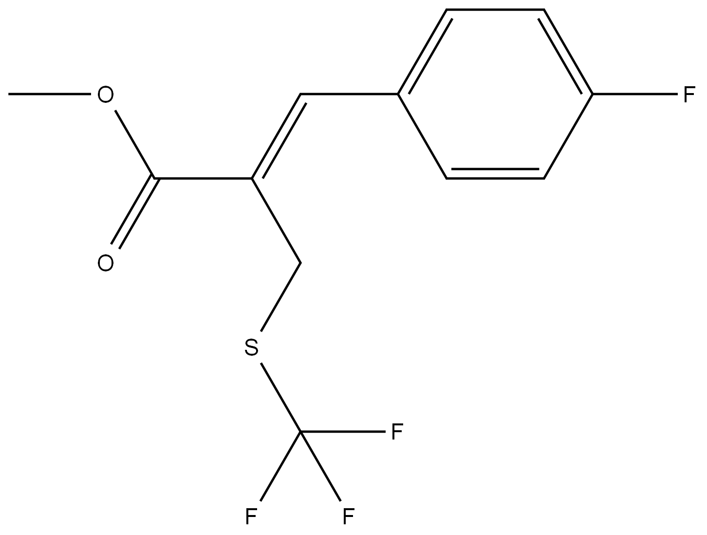 (Z)-methyl 3-(4-fluorophenyl)-2-(((trifluoromethyl)thio)methyl)acrylate,1636889-45-6,结构式