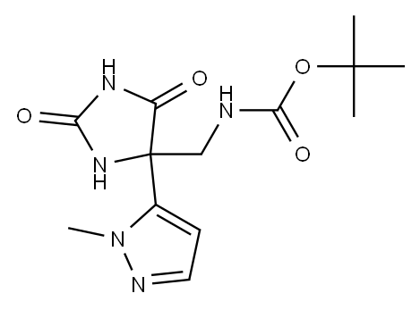 tert-butyl ((4-(1-methyl-1H-pyrazol-5-yl)-2,5-dioxoimidazolidin-4-yl)methyl)carbamate,1639970-13-0,结构式