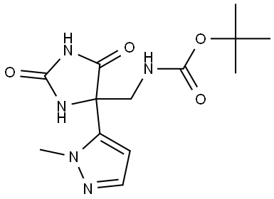 tert-butyl ((4-(1-methyl-1H-pyrazol-5-yl)-2,5-dioxoimidazolidin-4-yl)methyl)carbamate,1639970-13-0,结构式