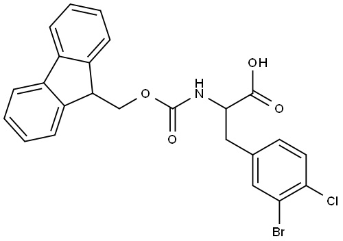 N-Fmoc-3-bromo-4-chloro-DL-phenylalanine Struktur