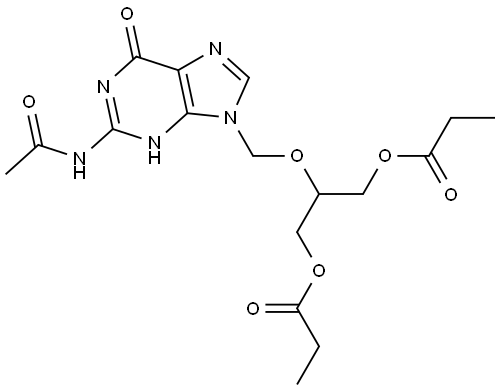 Acetamide, N-[6,9-dihydro-6-oxo-9-[[2-(1-oxopropoxy)-1-[(1-oxopropoxy)methyl]ethoxy]methyl]-1H-purin-2-yl]- Structure