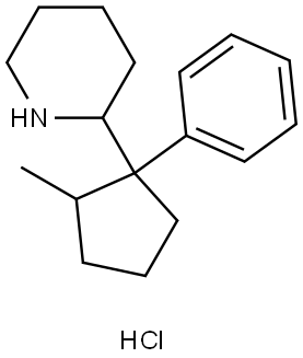 2-(2-methyl-1-phenylcyclopentyl)piperidine hydrochloride Struktur