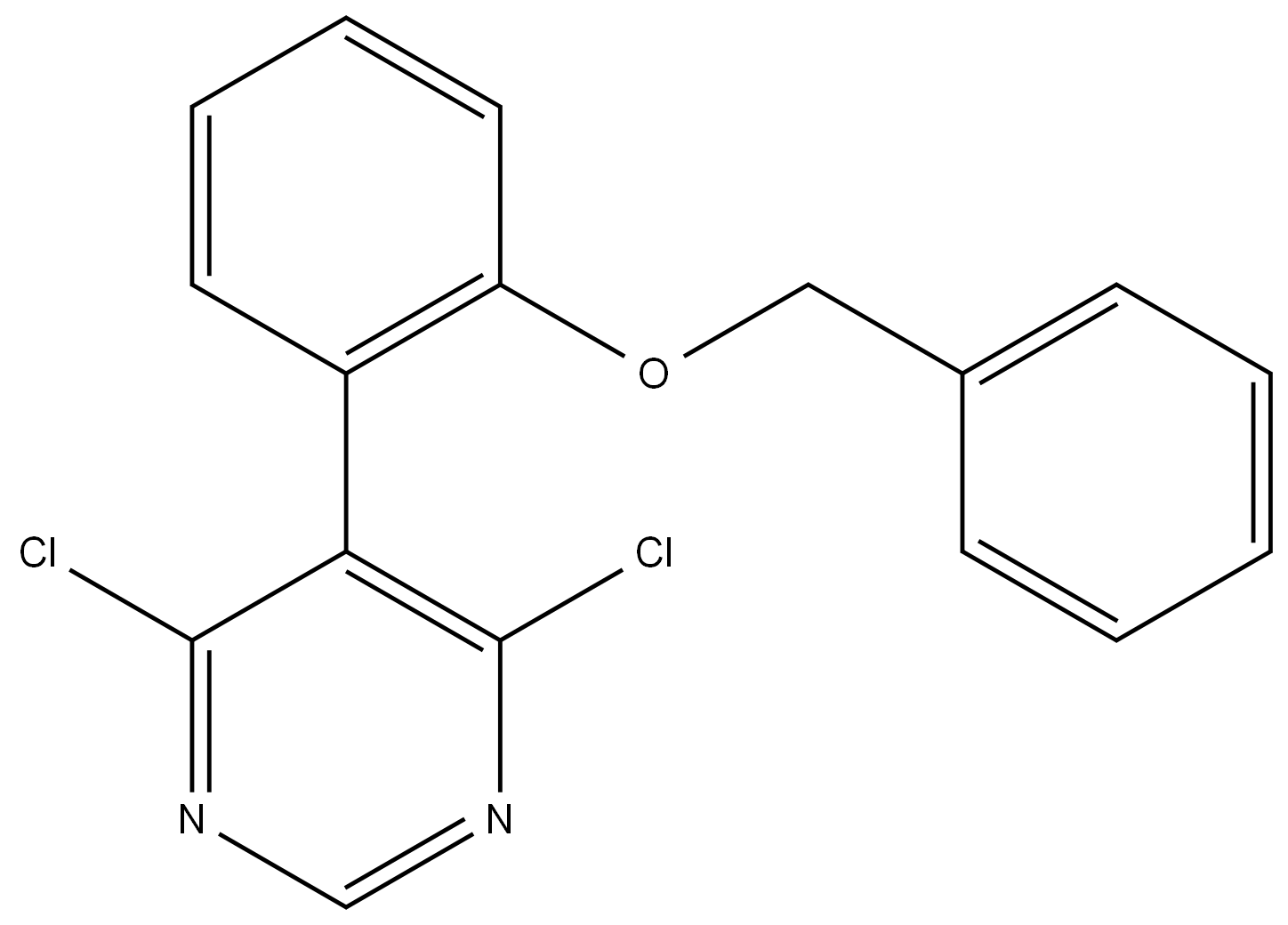 Pyrimidine, 4,6-dichloro-5-[2-(phenylmethoxy)phenyl]- Structure