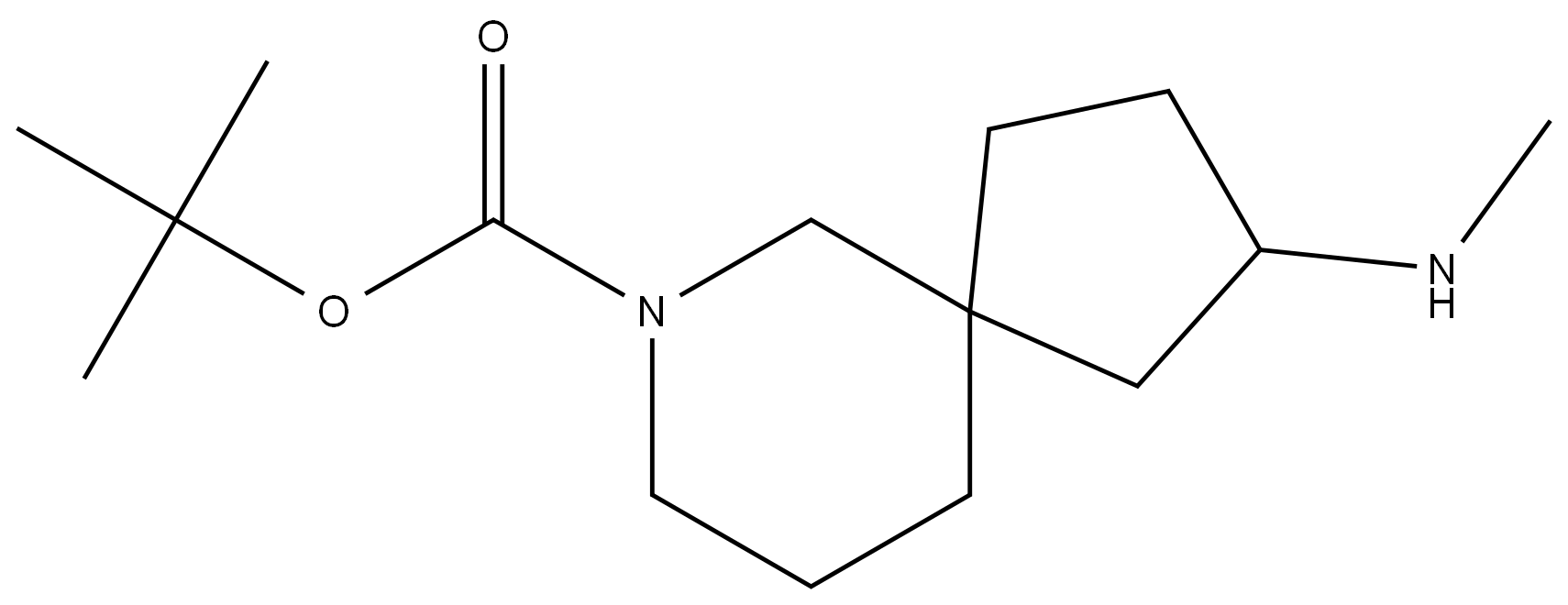 7-Azaspiro[4.5]decane-7-carboxylic acid, 2-(methylamino)-, 1,1-dimethylethyl ester 结构式