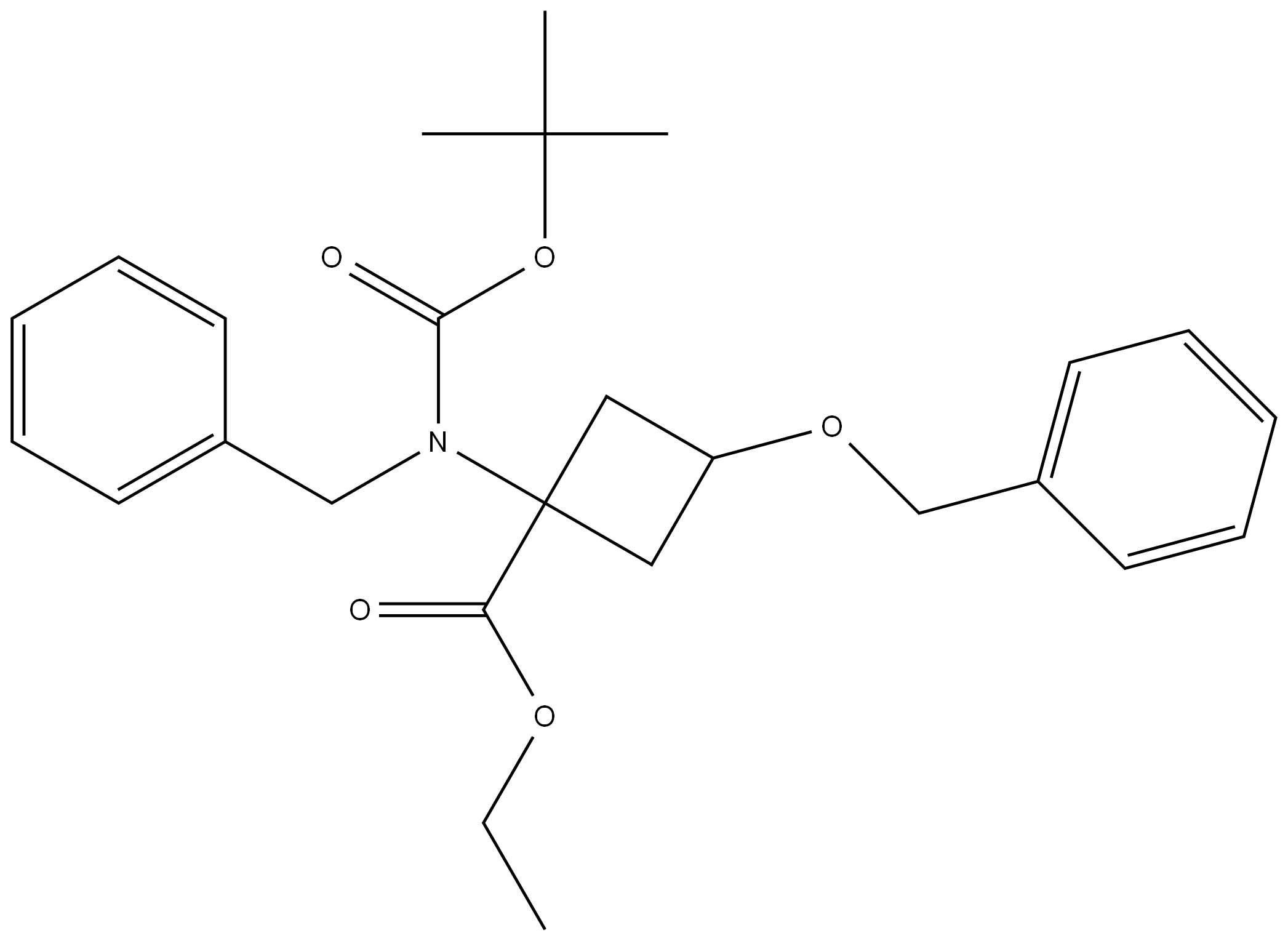ethyl 1-(benzyl(tert-butoxycarbonyl)amino)-3-(benzyloxy)cyclobutane-1-carboxylate Structure