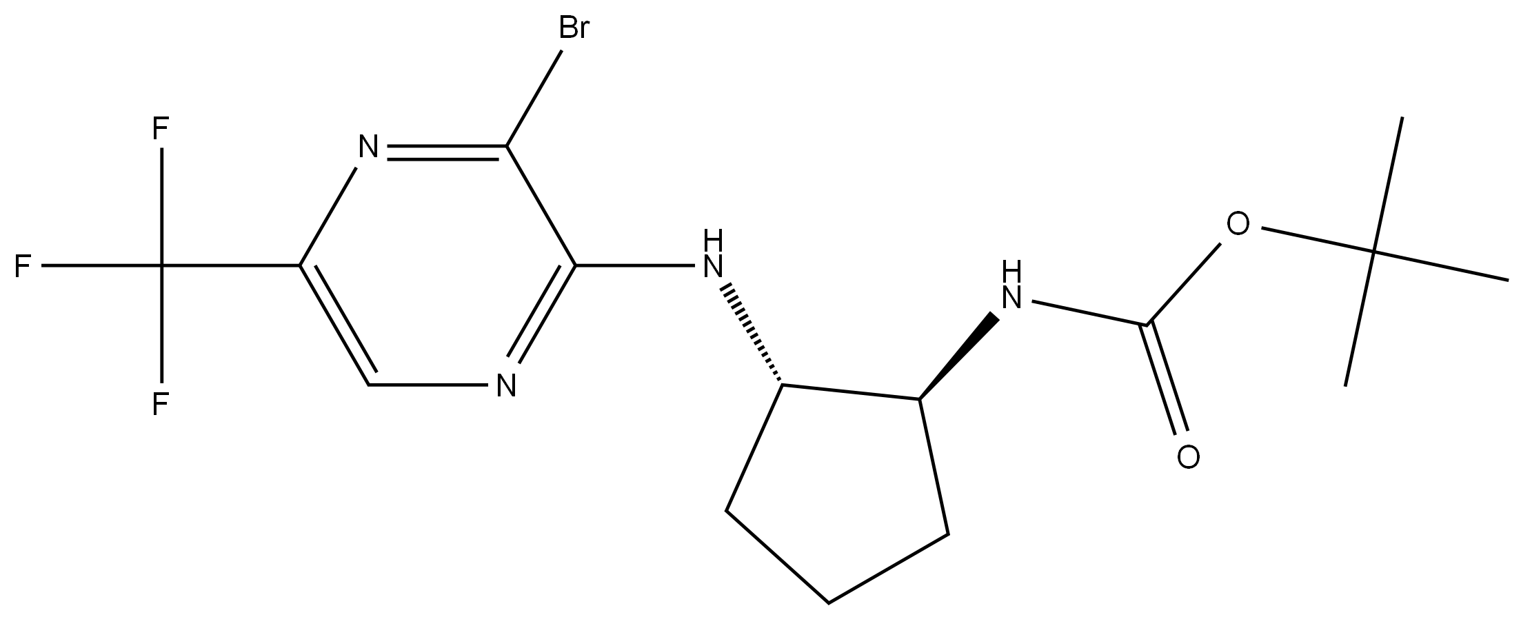 tert-butyl ((1S,2S)-2-((3-bromo-5-(trifluoromethyl)pyrazin-2-yl)amino)cyclopentyl)carbamate Structure