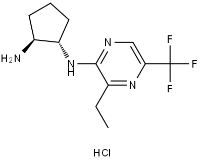 (1S,2S)-N1-(3-ethyl-5-(trifluoromethyl)pyrazin-2-yl)cyclopentane-1,2-diamine hydrochloride Structure