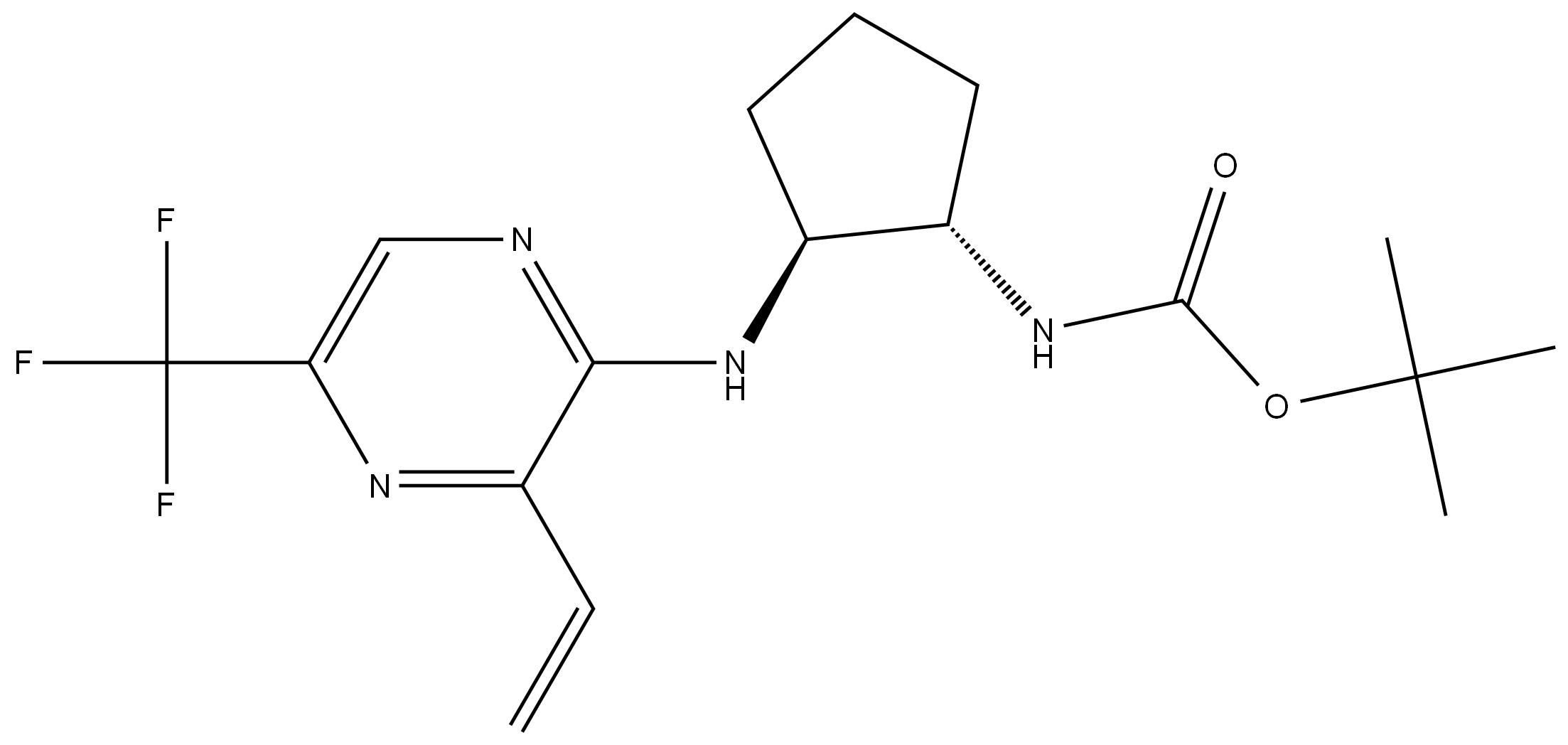 tert-butyl ((1S,2S)-2-((5-(trifluoromethyl)-3-vinylpyrazin-2-yl)amino)cyclopentyl)carbamate,1803558-37-3,结构式