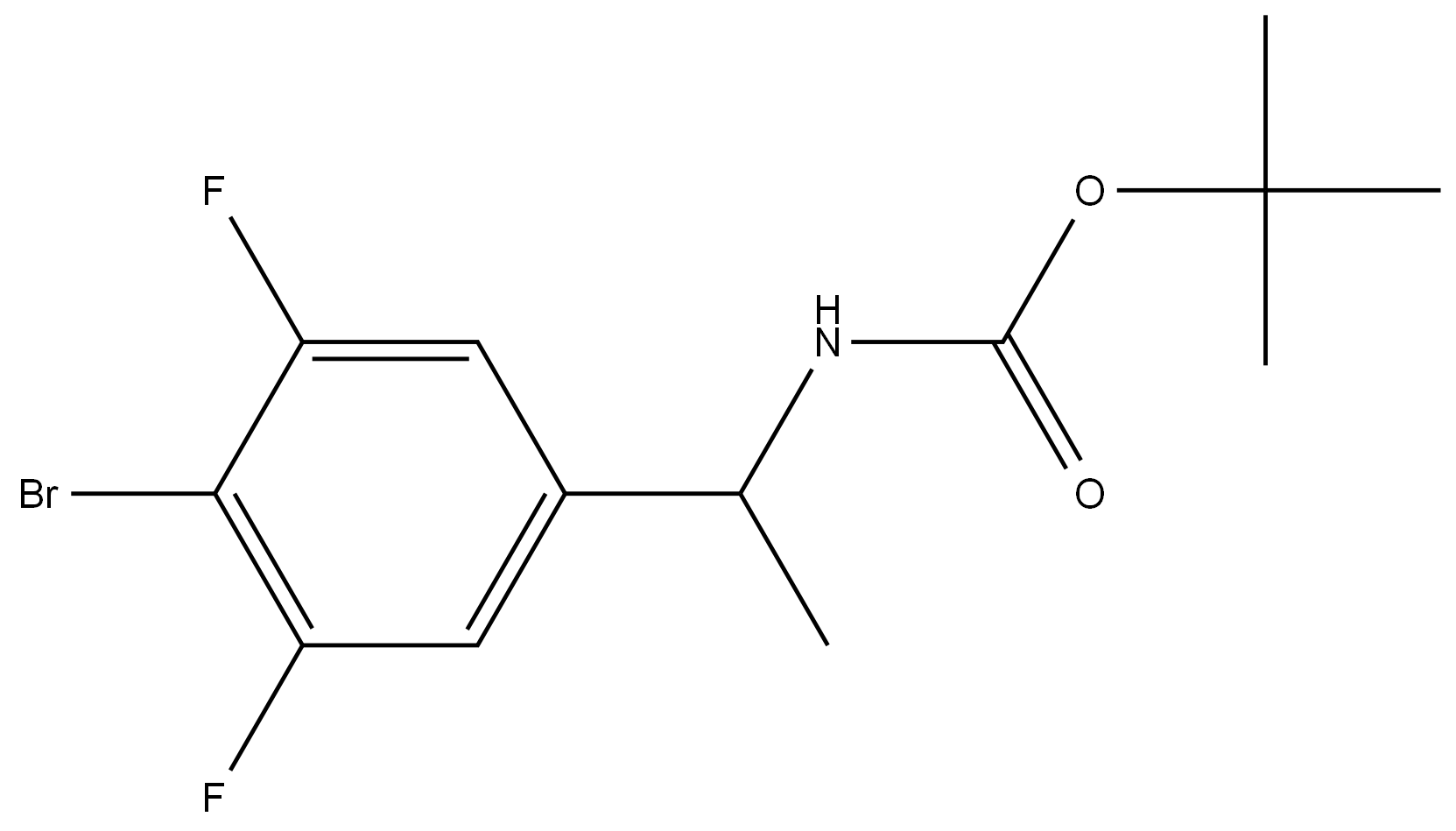 tert-butyl (1-(4-bromo-3,5-difluorophenyl)ethyl)carbamate 结构式
