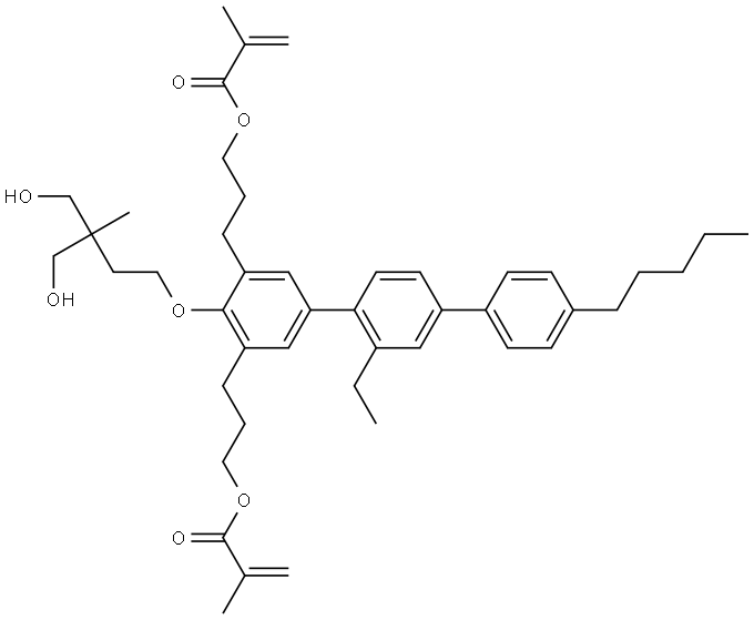 (2'-ethyl-4-(4-hydroxy-3-(hydroxymethyl)-3-methylbutoxy)-4''-pentyl-[1,1':4',1''-terphenyl]-3,5-diyl)bis(propane-3,1-diyl) bis(2-methylacrylate) Structure