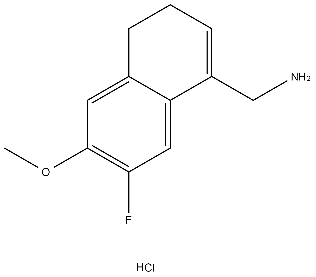 (7-fluoro-6-methoxy-3,4-dihydronaphthalen-1-yl)methanamine hydrochloride 结构式