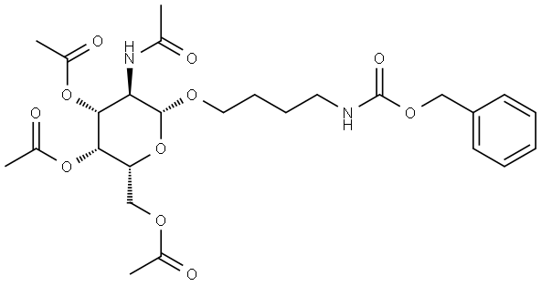 2-Acetylamino-3,4,6-tri-O-acetyl-1-O-(N-Cbz-6-aminobutyl)-2-deoxy-β-D-galactopyranose Struktur