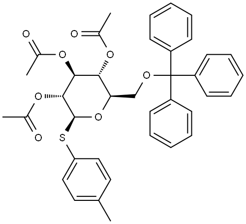 (2S,3R,4S,5R,6R)-2-(p-Tolylthio)-6-((trityloxy)methyl)tetrahydro-2H-pyran-3,4,5-triyl triacetate Struktur