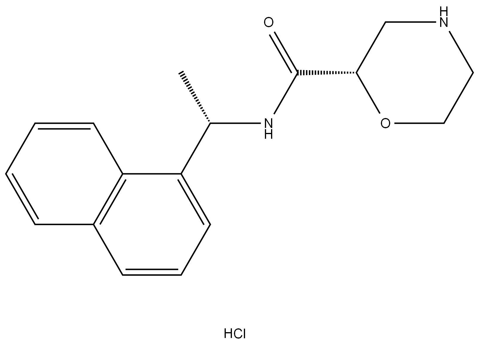 N-((S)-1-(naphthalen-1-yl)ethyl)morpholine-2-carboxamide hydrochloride 结构式
