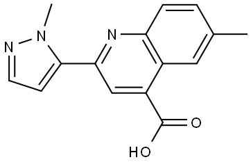 6-Methyl-2-(1-methyl-1H-pyrazol-5-yl)quinoline-4-carboxylic acid Struktur