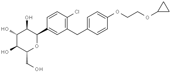 (1R)-1,5-Anhydro-1-C-[4-chloro-3-[[4-[2-(cyclopropyloxy)ethoxy]phenyl]methyl]phenyl]-D-glucitol Struktur