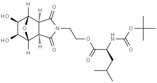 (S)-2-((3aR,4R,5S,6R,7S,7aS)-5,6-dihydroxy-1,3-dioxohexahydro-1H-4,7-epoxyisoindol-2(3H)-yl)ethyl 2-((tert-butoxycarbonyl)amino)-4-methylpentanoate,2082800-90-4,结构式
