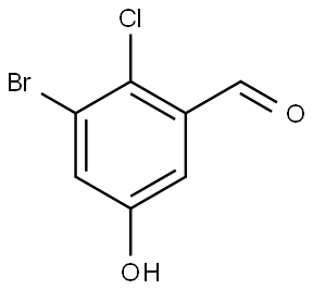 3-Bromo-2-chloro-5-hydroxybenzaldehyde,2090452-74-5,结构式