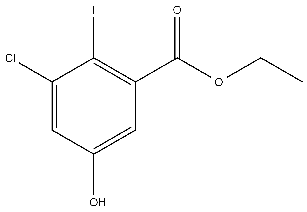 Ethyl 3-chloro-5-hydroxy-2-iodobenzoate,2092111-17-4,结构式