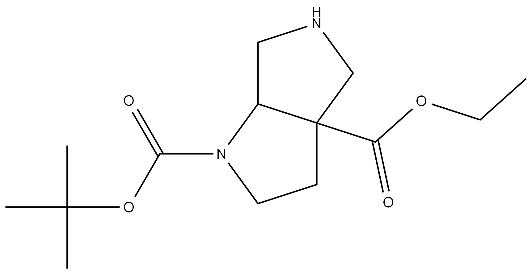 1-tert-butyl 3a-ethyloctahydropyrrolo[2.3-c]pyrrole-13a-dicarboxylate 结构式