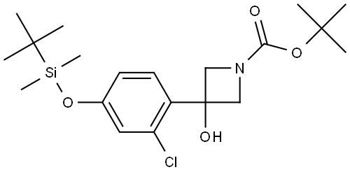 tert-butyl 3-(4-((tert-butyldimethylsilyl)oxy)-2-chlorophenyl)-3-hydroxyazetidine-1-carboxylate,2165357-52-6,结构式